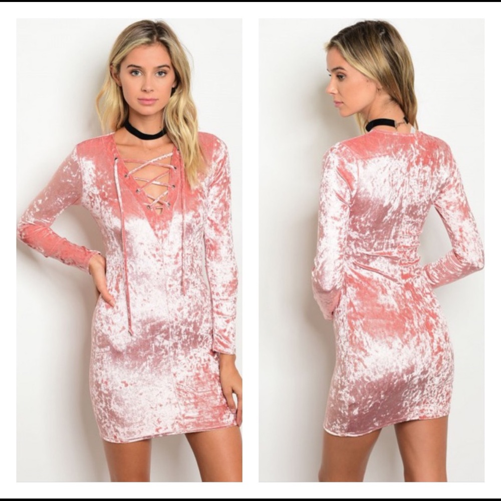 “My World” Rose gold velvet bodycon dress
